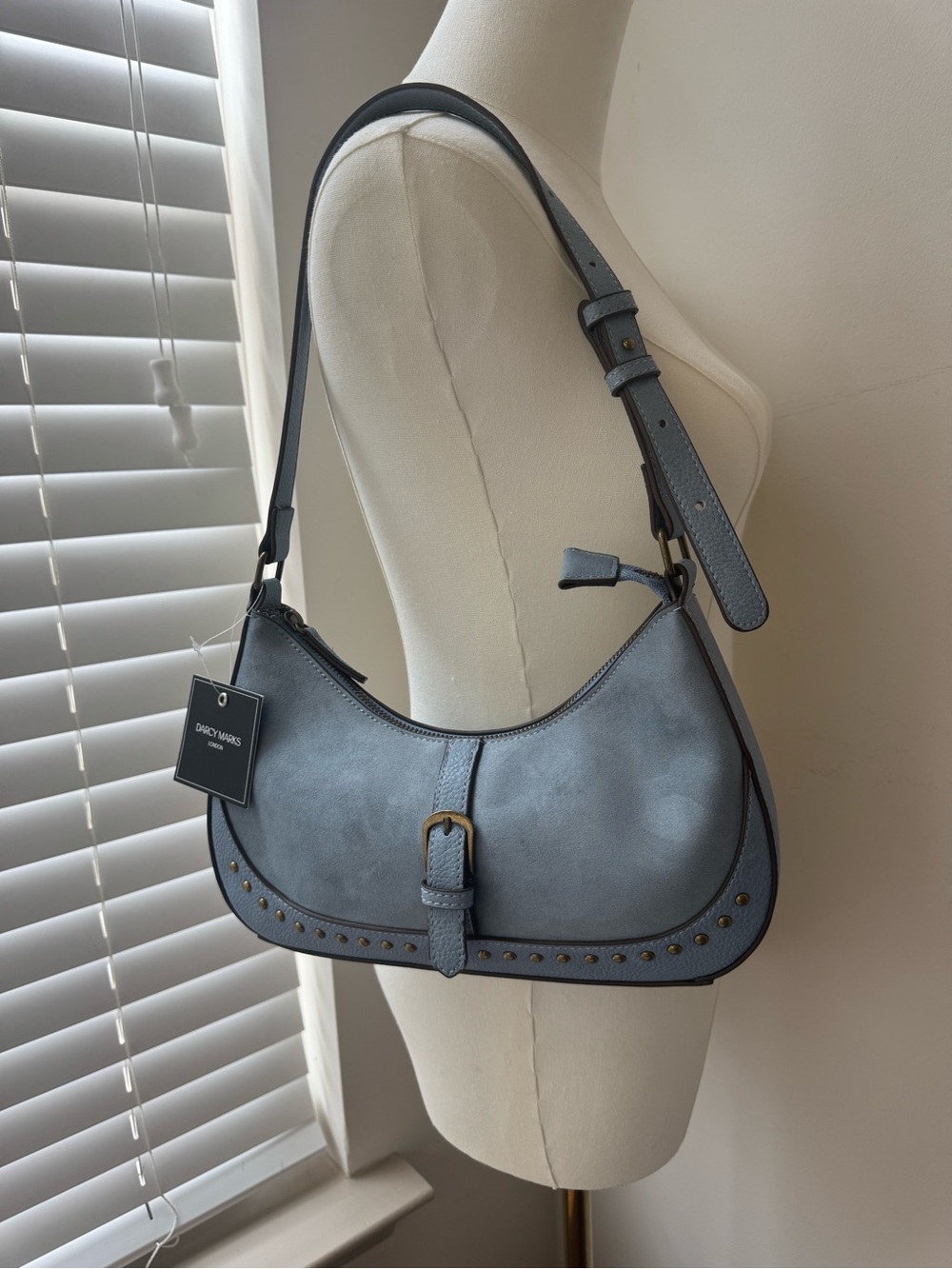 NWT Y2K Studded Buckle Light Baby Blue Shoulder Bag Darcy Marks Western